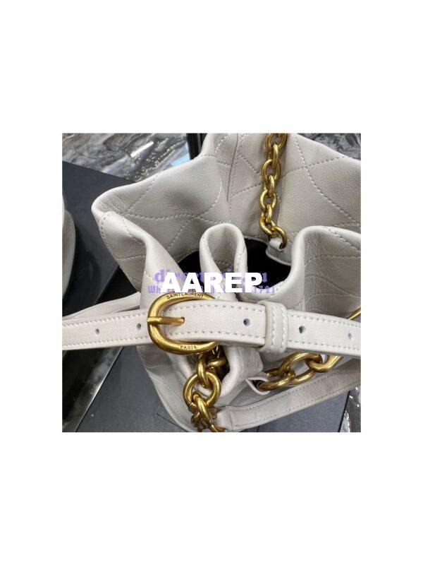 Replica YSL Saint Laurent Le Maillon Hook Bucket Bag In Supple Leather 686310 Blanc 7
