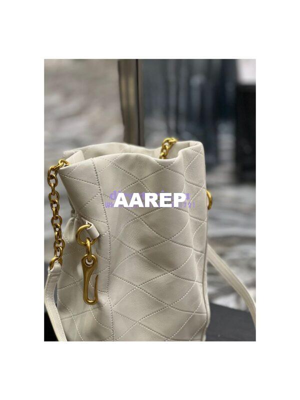 Replica YSL Saint Laurent Le Maillon Hook Bucket Bag In Supple Leather 686310 Blanc 8