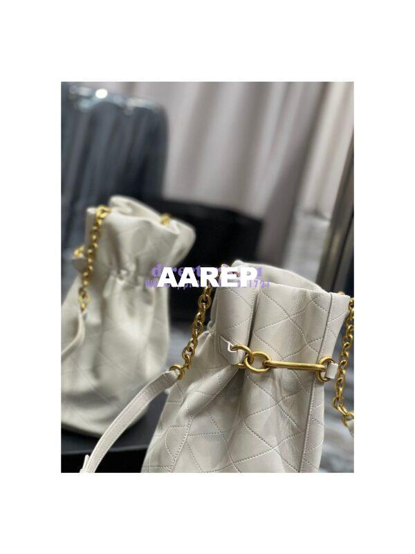 Replica YSL Saint Laurent Le Maillon Hook Bucket Bag In Supple Leather 686310 Blanc 10