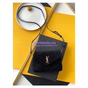 Replica YSL Saint Laurent Loulou Toy Bag In Suede And Quilted Leather 678401 Black