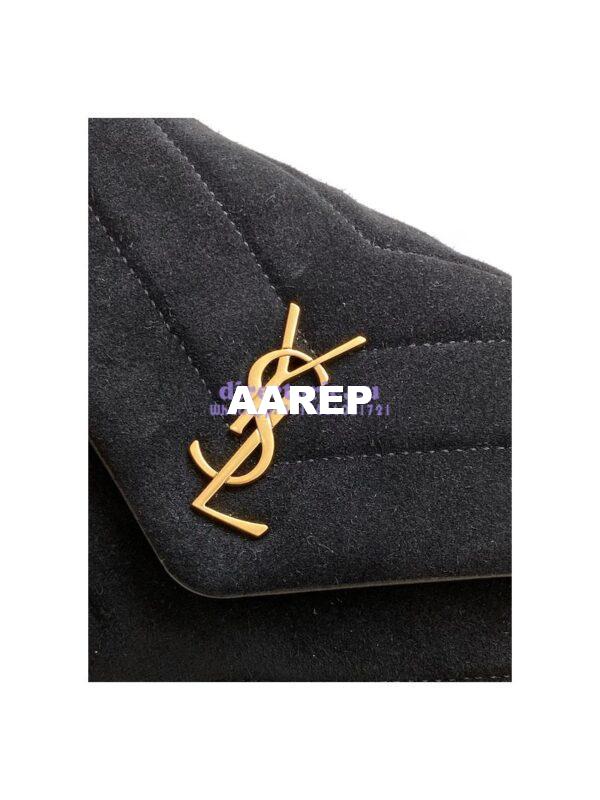 Replica YSL Saint Laurent Loulou Toy Bag In Suede And Quilted Leather 678401 Black 4