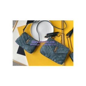 Replica YSL Saint Laurent LouLou Medium Bag in Y-Quilted Suede 5749461 Algae 2