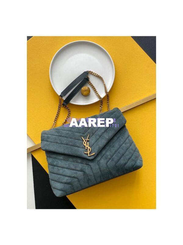 Replica YSL Saint Laurent LouLou Medium Bag in Y-Quilted Suede 5749461 Algae 5
