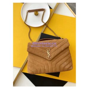 Replica YSL Saint Laurent LouLou Medium Bag in Y-Quilted Suede 5749461 Cinnamon 2