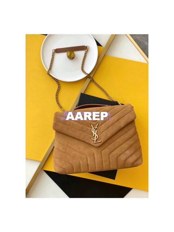 Replica YSL Saint Laurent LouLou Medium Bag in Y-Quilted Suede 5749461 Cinnamon 2