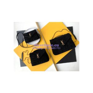 Replica YSL Saint Laurent LouLou Medium Bag in Y-Quilted Suede 5749461 Black