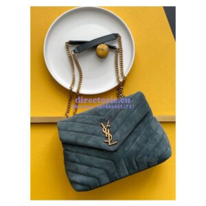 Replica YSL Saint Laurent LouLou Small Bag in Y-Quilted Suede 4946991 Algae