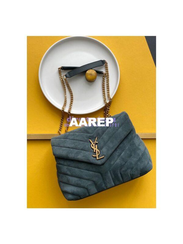 Replica YSL Saint Laurent LouLou Small Bag in Y-Quilted Suede 4946991 Algae 3