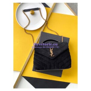 Replica YSL Saint Laurent LouLou Small Bag in Y-Quilted Suede 4946991 Black