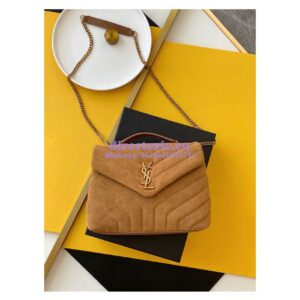 Replica YSL Saint Laurent LouLou Small Bag in Y-Quilted Suede 4946991 Cinnamon