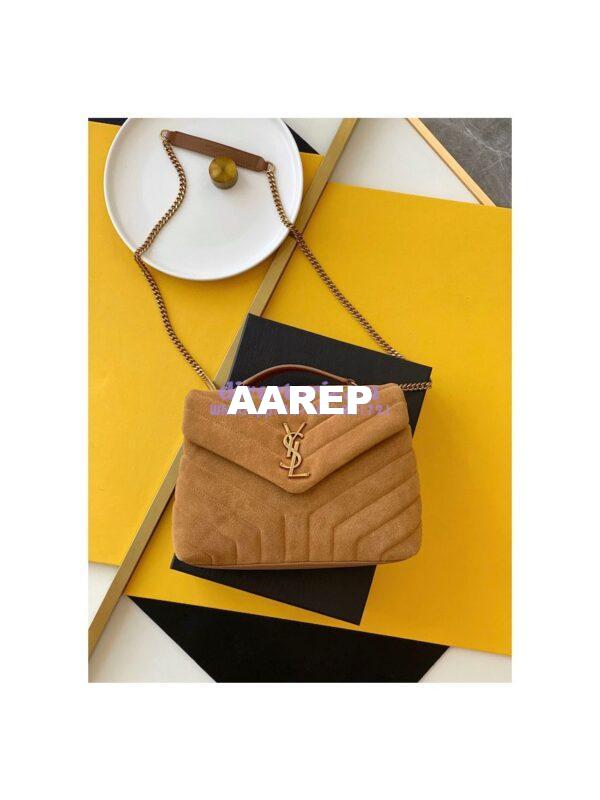 Replica YSL Saint Laurent LouLou Small Bag in Y-Quilted Suede 4946991 Cinnamon
