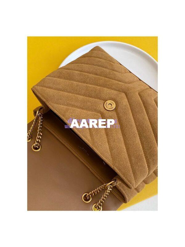 Replica YSL Saint Laurent LouLou Small Bag in Y-Quilted Suede 4946991 Cinnamon 5