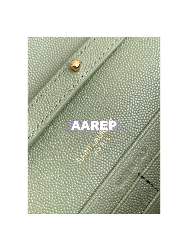 Replica YSL Saint Laurent Monogram Chain Wallet Grain De Poudre Textured Matelasse Leather Pistache 8