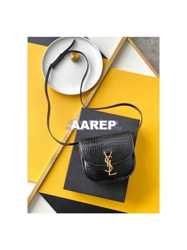 Replica YSL Saint Laurent Kaia Small Satchel In Shiny Crocodile-Embossed Leather 619740