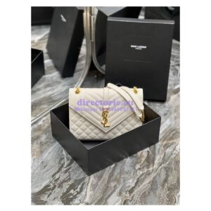 Replica Saint Laurent YSL Envelope Medium Bag In Supple Matelassé Leather 600185 Blanc