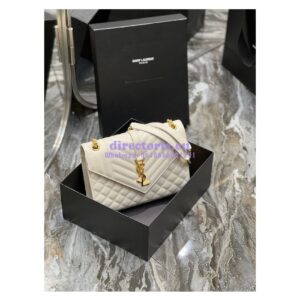 Replica Saint Laurent YSL Envelope Medium Bag In Supple Matelassé Leather 600185 Blanc 2
