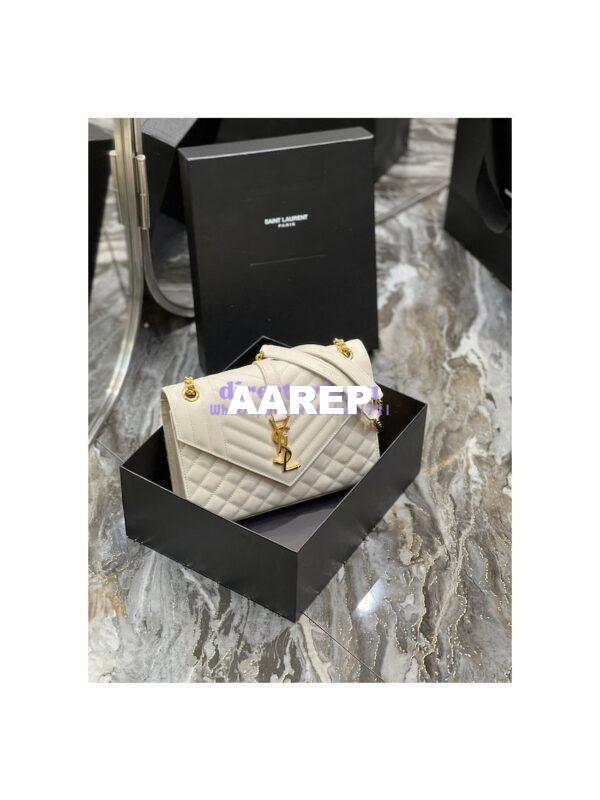 Replica Saint Laurent YSL Envelope Medium Bag In Supple Matelassé Leather 600185 Blanc 4