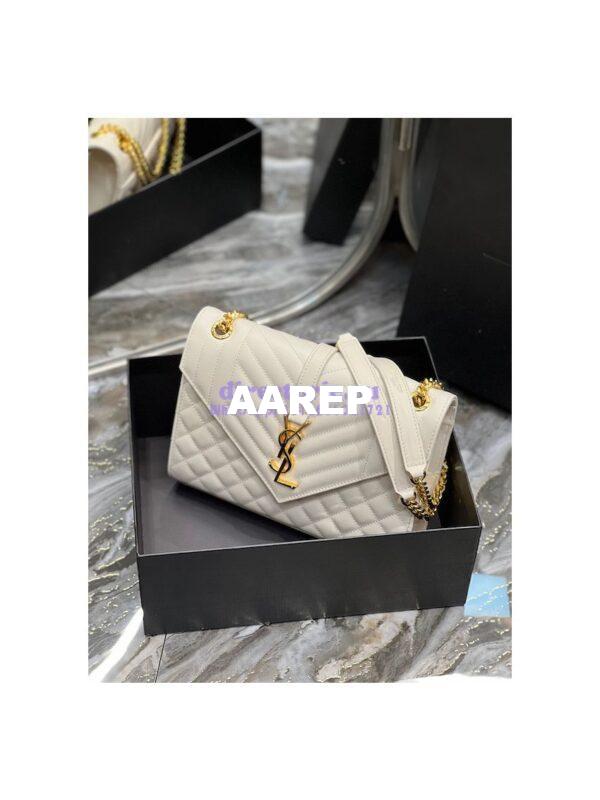 Replica Saint Laurent YSL Envelope Medium Bag In Supple Matelassé Leather 600185 Blanc 5
