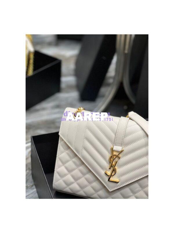 Replica Saint Laurent YSL Envelope Medium Bag In Supple Matelassé Leather 600185 Blanc 6