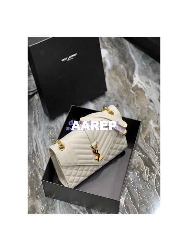 Replica Saint Laurent YSL Envelope Medium Bag In Supple Matelassé Leather 600185 Blanc 7