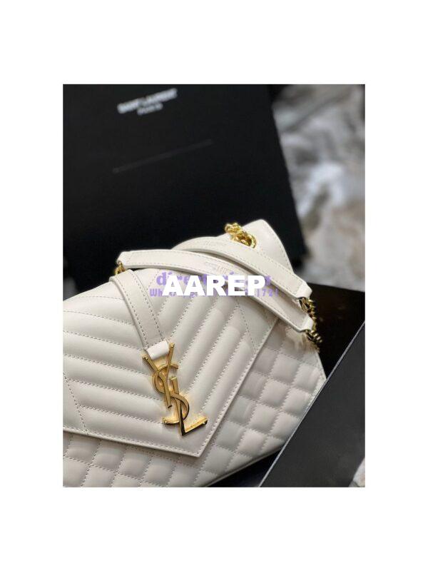Replica Saint Laurent YSL Envelope Medium Bag In Supple Matelassé Leather 600185 Blanc 8