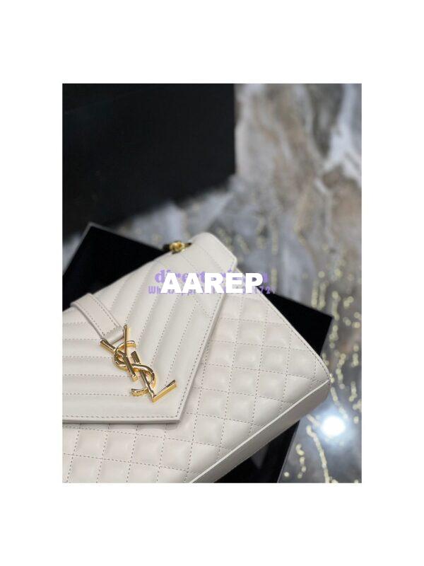 Replica Saint Laurent YSL Envelope Medium Bag In Supple Matelassé Leather 600185 Blanc 9