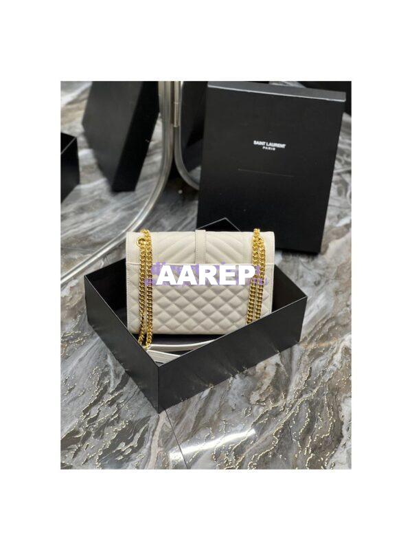 Replica Saint Laurent YSL Envelope Medium Bag In Supple Matelassé Leather 600185 Blanc 11