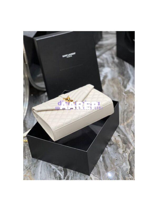 Replica Saint Laurent YSL Envelope Medium Bag In Supple Matelassé Leather 600185 Blanc 14