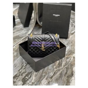 Replica Saint Laurent YSL Envelope Medium Bag In Supple Matelassé Leather 600185 Black