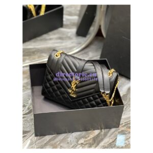 Replica Saint Laurent YSL Envelope Medium Bag In Supple Matelassé Leather 600185 Black 2