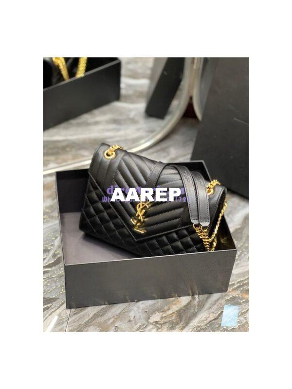 Replica Saint Laurent YSL Envelope Medium Bag In Supple Matelassé Leather 600185 Black 4