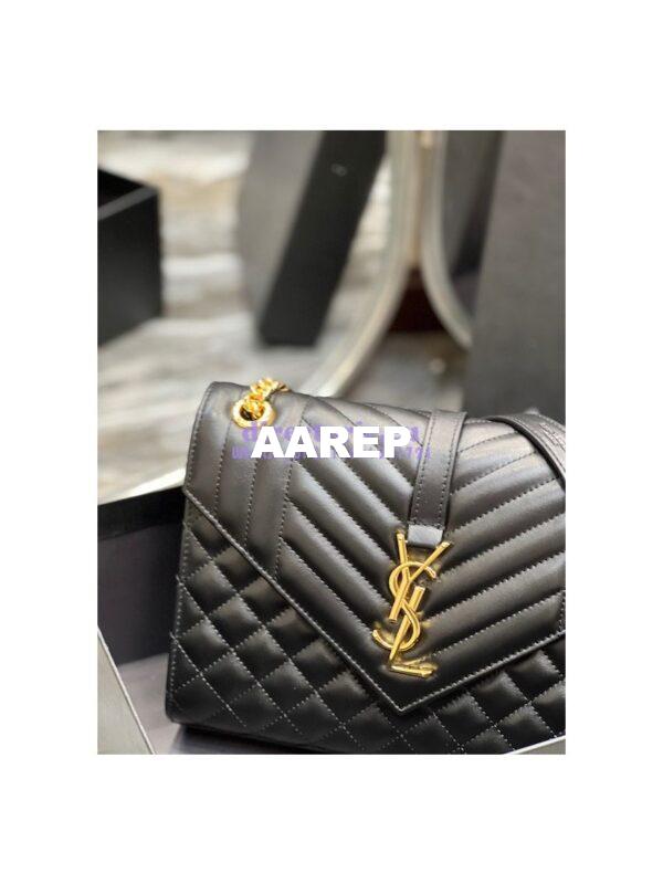 Replica Saint Laurent YSL Envelope Medium Bag In Supple Matelassé Leather 600185 Black 5