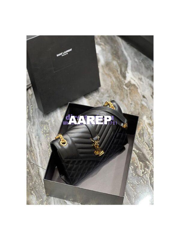 Replica Saint Laurent YSL Envelope Medium Bag In Supple Matelassé Leather 600185 Black 6