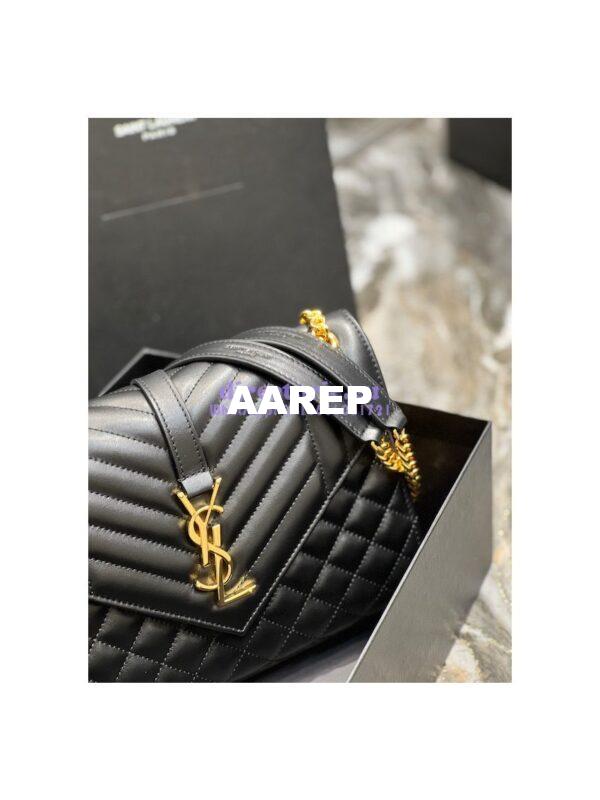 Replica Saint Laurent YSL Envelope Medium Bag In Supple Matelassé Leather 600185 Black 7
