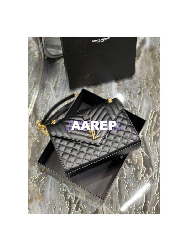 Replica Saint Laurent YSL Envelope Medium Bag In Supple Matelassé Leather 600185 Black 10