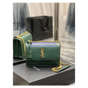Replica YSL Saint Laurent Medium Sunset Monogram in Smooth Leather 442906 Vert Fonce