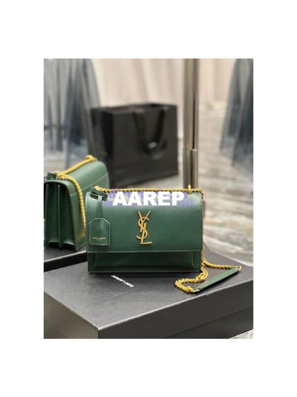 Replica YSL Saint Laurent Medium Sunset Monogram in Smooth Leather 442906 Vert Fonce