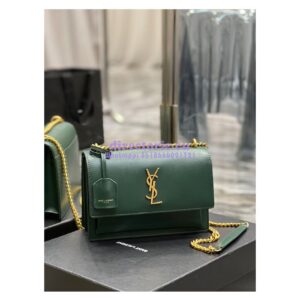 Replica YSL Saint Laurent Medium Sunset Monogram in Smooth Leather 442906 Vert Fonce 2