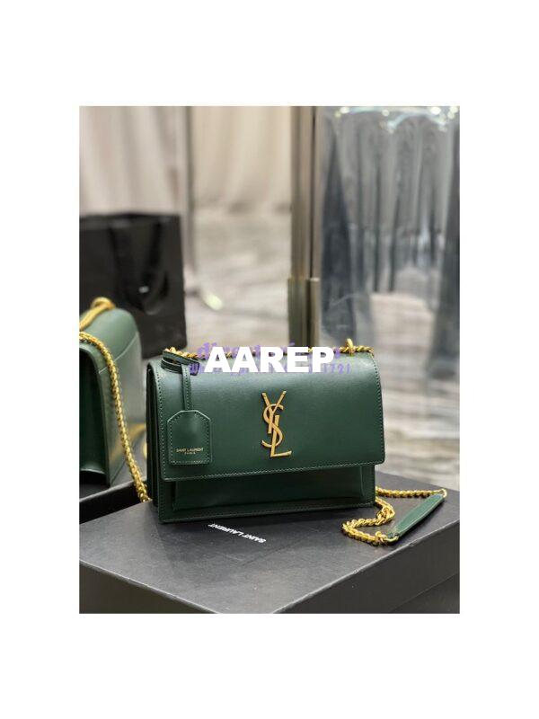 Replica YSL Saint Laurent Medium Sunset Monogram in Smooth Leather 442906 Vert Fonce 2