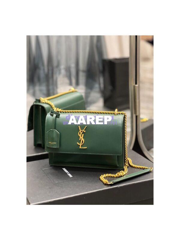 Replica YSL Saint Laurent Medium Sunset Monogram in Smooth Leather 442906 Vert Fonce 3