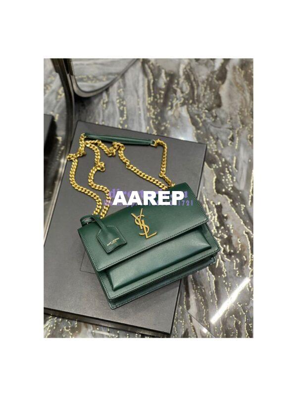 Replica YSL Saint Laurent Medium Sunset Monogram in Smooth Leather 442906 Vert Fonce 7