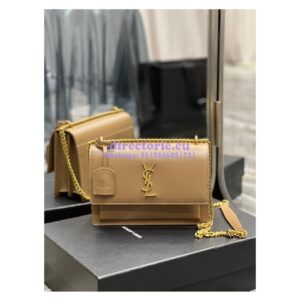 Replica YSL Saint Laurent Medium Sunset Monogram in Smooth Leather 442906 Dark Toffee