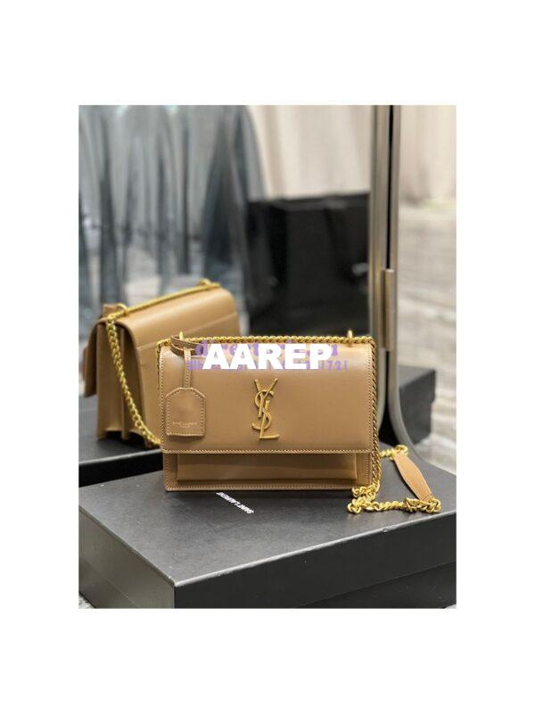 Replica YSL Saint Laurent Medium Sunset Monogram in Smooth Leather 442906 Dark Toffee 3