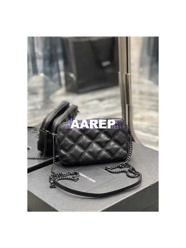 Replica Saint Laurent YSL Becky Double-Zip Pouch in Quilted Lambskin 608941 All Black 9