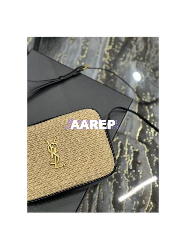 Replica YSL Saint Laurent Lou Camera Bag In Raffia And Smooth Leather 6125429 Natural 3