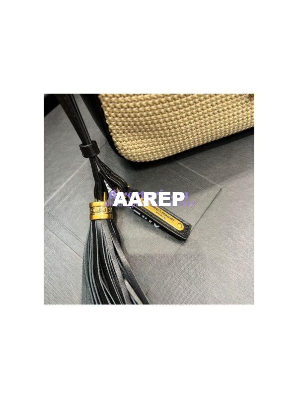 Replica YSL Saint Laurent Lou Camera Bag In Raffia And Smooth Leather 6125429 Natural 6