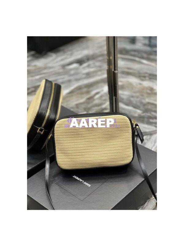Replica YSL Saint Laurent Lou Camera Bag In Raffia And Smooth Leather 6125429 Natural 9