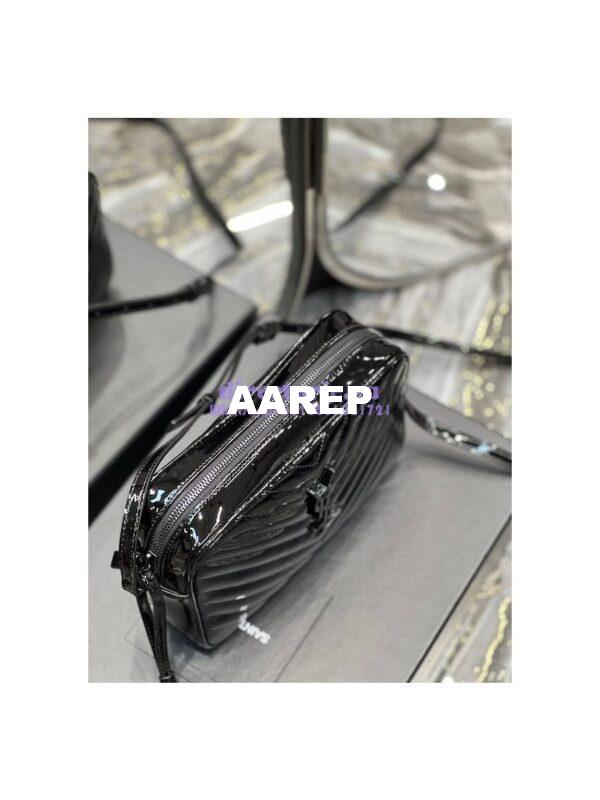 Replica YSL Saint Laurent Lou Camera Bag In Quilted Glossy Patent Leather 520534 Black 6