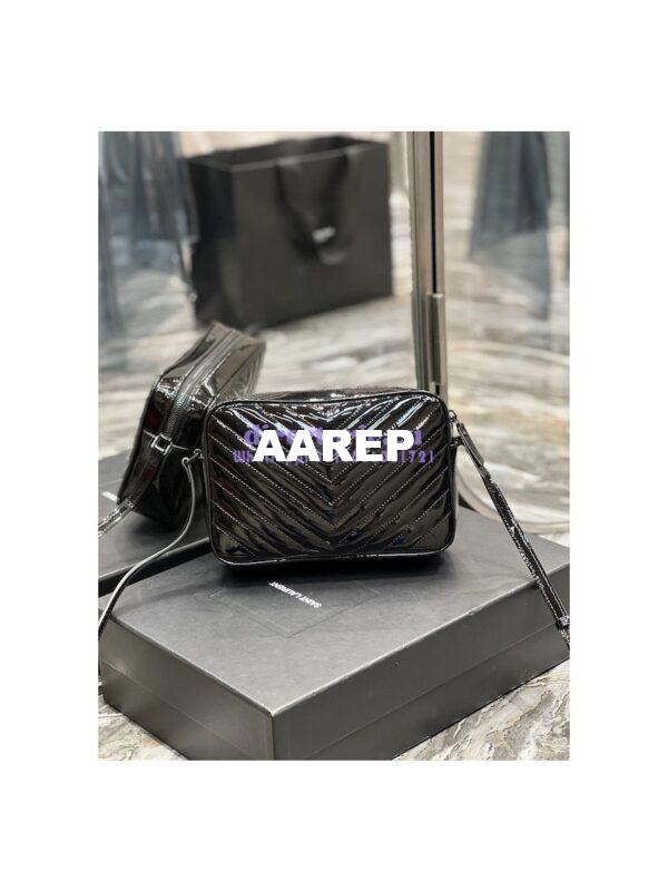 Replica YSL Saint Laurent Lou Camera Bag In Quilted Glossy Patent Leather 520534 Black 10