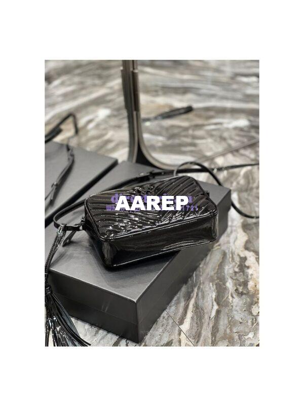 Replica YSL Saint Laurent Lou Camera Bag In Quilted Glossy Patent Leather 520534 Black 11